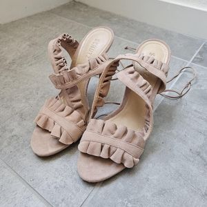 Ankle Wrap Rose Suede Heeled Sandal by Schutz